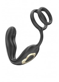 Черная анальная пробка с вращением и эрекционными кольцами - Ibiza - в Красногорске купить с доставкой