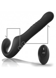 Черный безремневой страпон с вибрацией и возвратно-поступательными движениями - 24 см. - Ibiza - купить с доставкой в Красногорске