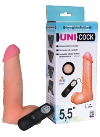 Фаллическая насадка Харнесс UNICOCK 5,5  с вибрацией - 17 см. - LOVETOY (А-Полимер) - купить с доставкой в Красногорске
