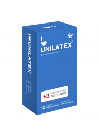 Классические презервативы Unilatex Natural Plain - 12 шт. + 3 шт. в подарок - Unilatex - купить с доставкой в Красногорске