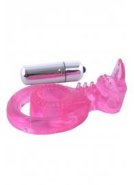 Розовая вибронасадка со стимулятор клитора   Язычок - Toyfa Basic - в Красногорске купить с доставкой