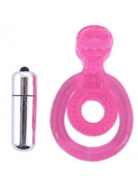Розовая вибронасадка со стимулятор клитора   Язычок - Toyfa Basic - в Красногорске купить с доставкой