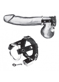 Утяжка на пенис на замочке Duo Cock And Ball Lock - BlueLine - купить с доставкой в Красногорске