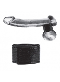 Чёрная утяжка на мошонку 1  Velcro Ball Stretcher - BlueLine - купить с доставкой в Красногорске