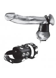 Утяжка на пенис и мошонку Cock Ring With 1.5  Ball Stretcher And Optional Weight Ring - BlueLine - купить с доставкой в Красногорске