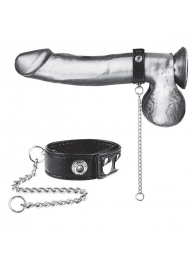 Утяжка на пенис с поводком Snap Cock Ring With 12  Leash - BlueLine - купить с доставкой в Красногорске