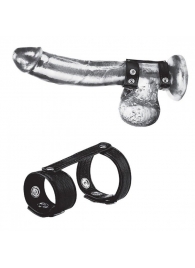 Утяжка на пенис с клёпками Duo Snap Cock And Ball Ring - BlueLine - купить с доставкой в Красногорске