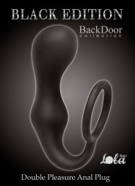 Чёрное эрекционное кольцо с анальной пробкой Double Pleasure Anal Plug - Lola Games - в Красногорске купить с доставкой