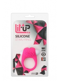 Розовое эрекционное кольцо с щеточкой LIT-UP SILICONE STIMU RING 5 - Dream Toys - в Красногорске купить с доставкой