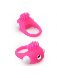 Розовое эрекционное кольцо с щеточкой LIT-UP SILICONE STIMU RING 5 - Dream Toys - в Красногорске купить с доставкой