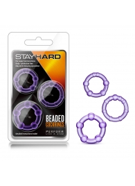 Набор из 3 фиолетовых эрекционных колец Stay Hard Beaded Cockrings - Blush Novelties - в Красногорске купить с доставкой