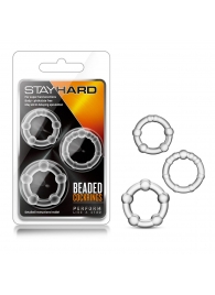 Набор из 3 прозрачных эрекционных колец Stay Hard Beaded Cockrings - Blush Novelties - в Красногорске купить с доставкой
