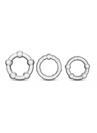 Набор из 3 прозрачных эрекционных колец Stay Hard Beaded Cockrings - Blush Novelties - в Красногорске купить с доставкой