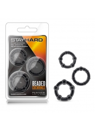 Набор из 3 чёрных эрекционных колец Stay Hard Beaded Cockrings - Blush Novelties - в Красногорске купить с доставкой
