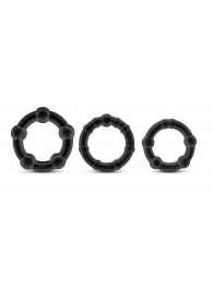 Набор из 3 чёрных эрекционных колец Stay Hard Beaded Cockrings - Blush Novelties - в Красногорске купить с доставкой