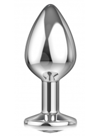 Большая серебристая анальная пробка Diamond Clear Sparkle Large с прозрачным кристаллом - 8 см. - Lola Games - купить с доставкой в Красногорске