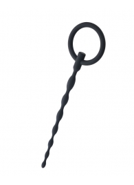 Чёрный уретральный плаг с кольцом - ToyFa - купить с доставкой в Красногорске