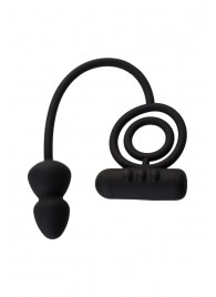 Чёрное эрекционное кольцо с вибропулькой и анальным хвостом - Erotist Adult Toys - в Красногорске купить с доставкой
