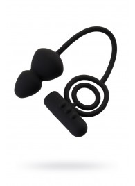 Чёрное эрекционное кольцо с вибростимулятором и анальным хвостом - Erotist Adult Toys - в Красногорске купить с доставкой