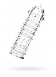 Прозрачная насадка на пенис TOYFA A-Toys с ребрами и точками - 15,3 см. - A-toys - в Красногорске купить с доставкой