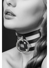 Чёрный тройной чокер с большим кольцом - Bijoux Pour Toi - купить с доставкой в Красногорске