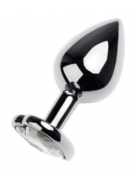 Серебристая анальная пробка с прозрачным кристаллом-сердцем - 8 см. - ToyFa - купить с доставкой в Красногорске