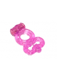 Розовое эрекционное кольцо Rings Treadle с подхватом - Lola Games - в Красногорске купить с доставкой