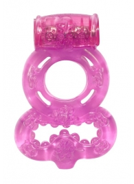 Розовое эрекционное кольцо Rings Treadle с подхватом - Lola Games - в Красногорске купить с доставкой