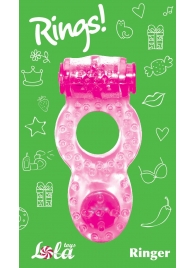 Розовое эрекционное кольцо с вибрацией Rings Ringer - Lola Games - в Красногорске купить с доставкой