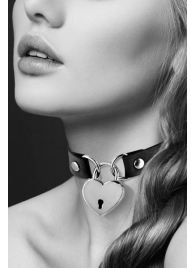 Черный чокер с замком в форме сердца - Bijoux Pour Toi - купить с доставкой в Красногорске