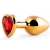 Золотистая анальная пробка с красным стразом-сердечком - 8 см. - Anal Jewelry Plug - купить с доставкой в Красногорске