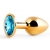 Золотистая анальная пробка с голубым стразом - 7,2 см. - Anal Jewelry Plug - купить с доставкой в Красногорске