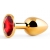Золотистая анальная пробка с красным стразом - 7,2 см. - Anal Jewelry Plug - купить с доставкой в Красногорске