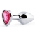 Серебристая анальная пробка с розовым кристаллом-сердечком - 7 см. - Anal Jewelry Plug - купить с доставкой в Красногорске