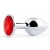 Серебристая анальная пробка с красным стразом - 7,2 см. - Anal Jewelry Plug - купить с доставкой в Красногорске