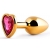Золотистая анальная пробка с малиновым кристаллом-сердечком - 7 см. - Anal Jewelry Plug - купить с доставкой в Красногорске