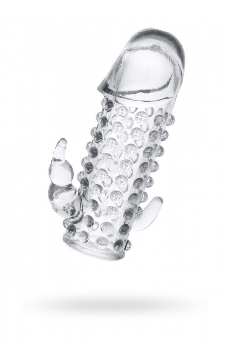 Гелевая прозрачная насадка с 2 отростками - 13 см. - Toyfa Basic - в Красногорске купить с доставкой