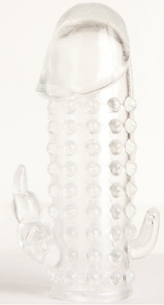 Гелевая прозрачная насадка с 2 отростками - 13 см. - Toyfa Basic - в Красногорске купить с доставкой