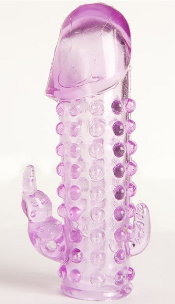 Закрытая фиолетовая насадка с 2 отростками - 13 см. - Toyfa Basic - в Красногорске купить с доставкой