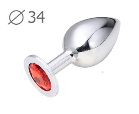 Коническая серебристая анальная втулка с красным кристаллом - 8,2 см. - Anal Jewelry Plug - купить с доставкой в Красногорске