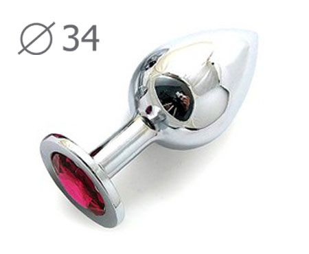 Коническая серебристая анальная втулка с малиновым кристаллом - 8,2 см. - Anal Jewelry Plug - купить с доставкой в Красногорске