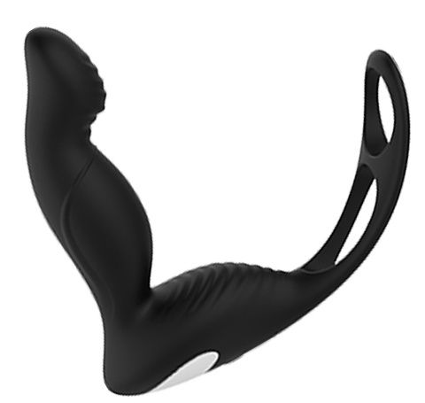 Черный вибромассажер простаты P-PLEASER W ERECTION ENHANCE - Dream Toys - в Красногорске купить с доставкой