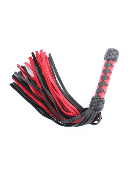 Черно-красная клеть с плетеной ручкой с ромбовидным узором - 45 см. - БДСМ Арсенал - купить с доставкой в Красногорске