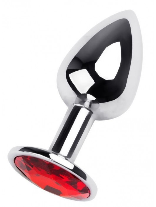 Маленькая коническая серебристая анальная пробка с красным кристаллом - 7 см. - ToyFa - купить с доставкой в Красногорске