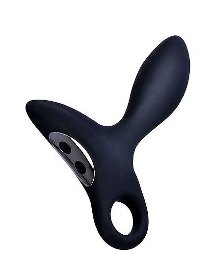 Черный силиконовый анальный вибромассажер Erokey с колечком-ограничителем - Erokay - в Красногорске купить с доставкой