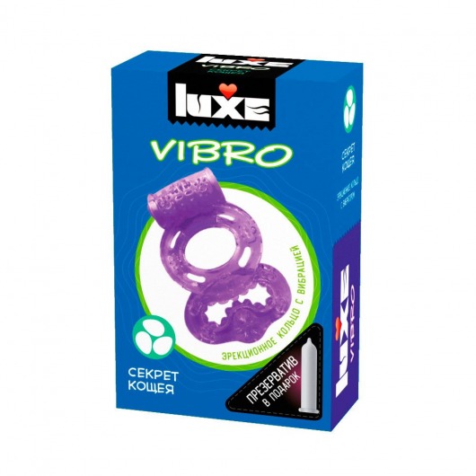 Фиолетовое эрекционное виброкольцо Luxe VIBRO  Секрет Кощея  + презерватив - Luxe - в Красногорске купить с доставкой
