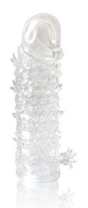 Закрытая прозрачная рельефная насадка Crystal sleeve - 13 см. - Erowoman-Eroman - в Красногорске купить с доставкой