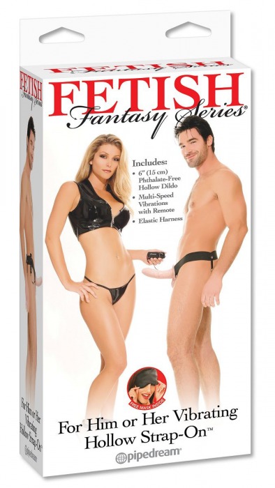 Полый страпон унисекс телесного цвета с вибрацией For Him or Her ​Vibrating Hollow Strap-On - 15 см. - Pipedream - купить с доставкой в Красногорске