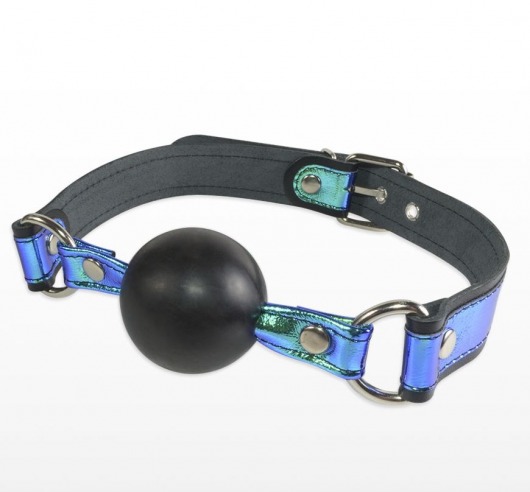 Кляп-шарик на чёрно-синих ремешках - Sitabella - купить с доставкой в Красногорске