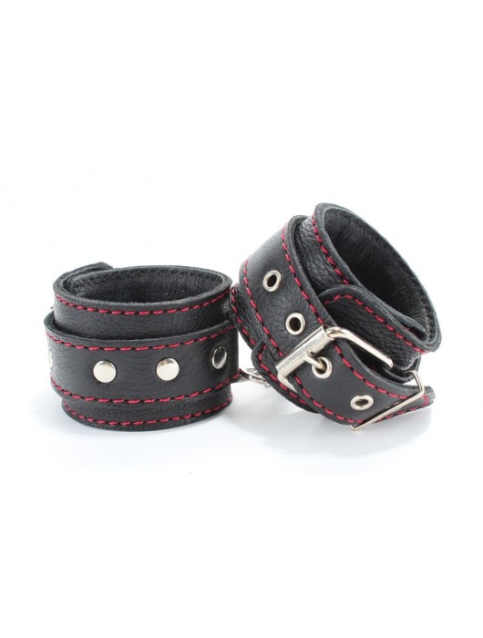 Черный бондажный набор с красной строчкой - БДСМ Арсенал - купить с доставкой в Красногорске